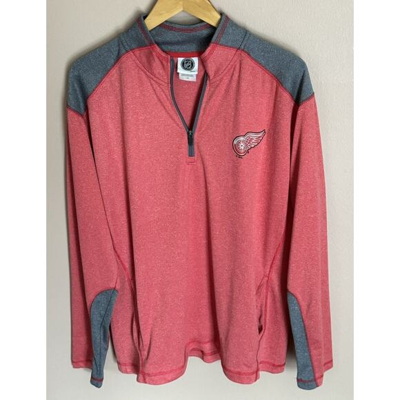 Detroit Red Wings Red Large 1/4 Zip Loose Fit Jacket Shirt NHL - Picture 1 of 3